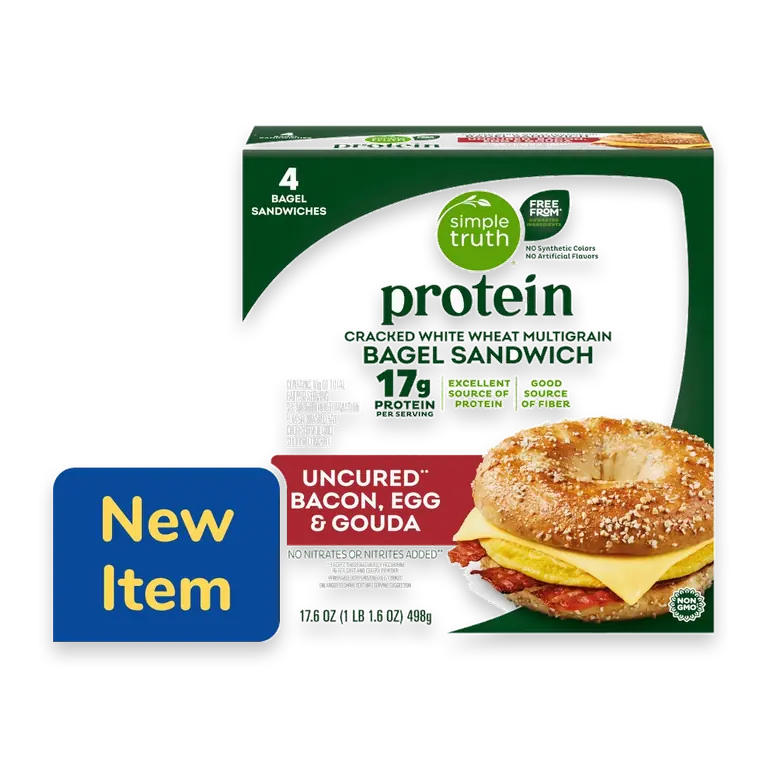 Protein Uncured Bacon Egg and Gouda Wheat Multigrain Bagel Breakfast Sandwiches