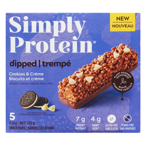 Simply Protein Peanut-Free Snack Bar Dipped Cookies & Cream 5 Pack 125 g