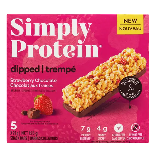 Simply Protein Peanut-Free Snack Bar Dipped Strawberry chocolate 5 Pack 125 g