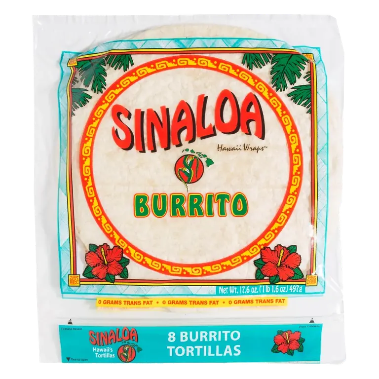 Sinaloa Burrito Size Hawaii Wraps, 17.6oz/8ct