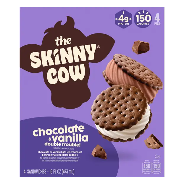 Sandwiches Chocolate & Vanilla Light Ice Cream Sandwiches - 4ct