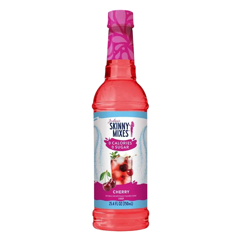 Jordan's Skinny Mixes Cherry Sugar Free Fruit Flavored Water Enhancer Syrup for Drink Mix Iced Tea Lemonade and More, 25.4 fl oz