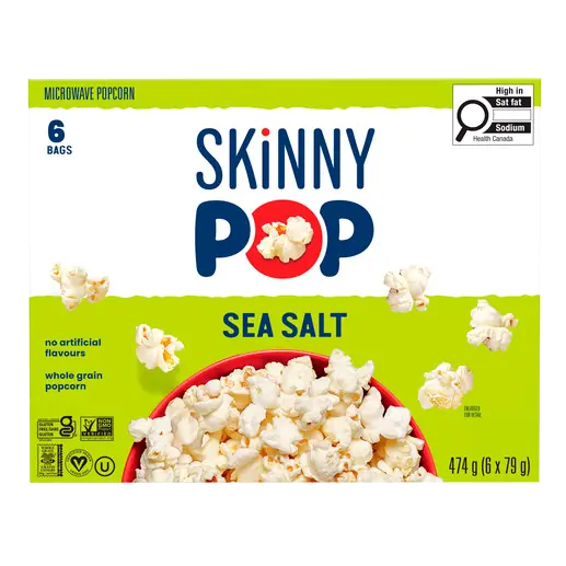 Skinny Pop Microwave Popcorn Sea Salt 6 x 79 g