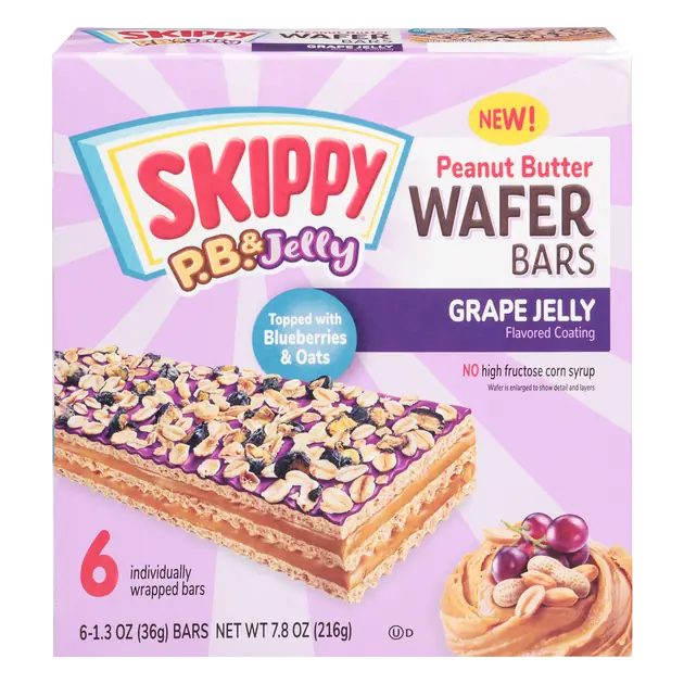 Skippy Wafer Bars, Peanut & Grape Jelly Coated, 6-1.3 oz Bars