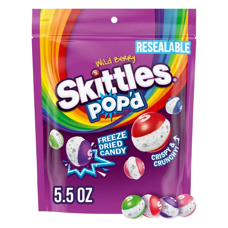 Skittles Pop'd Wildberry Freeze Dried Candy, 5.5oz