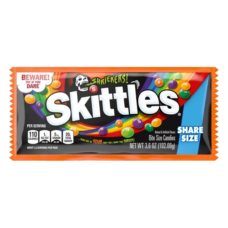 Skittles Shriekers Sour Halloween Candy Share Size, 3.6oz
