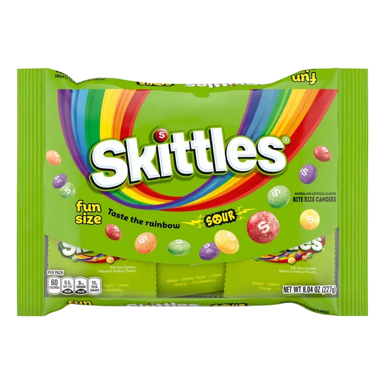Skittles Sour Halloween Candy Fun Size, 8.04oz