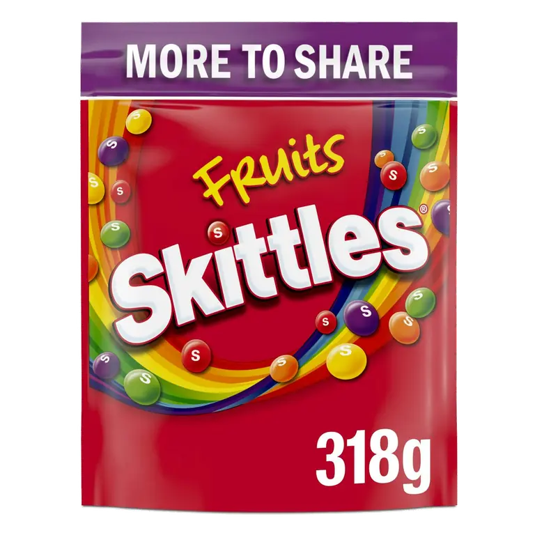 Vegan Chewy Sweets Fruit Flavoured Sharing Pouch Bag 318g