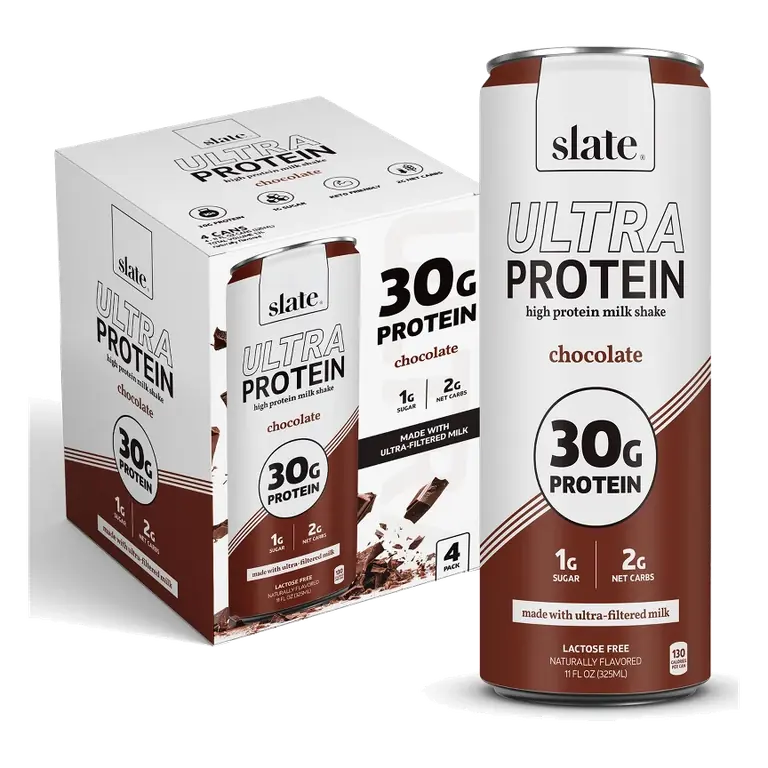 Slate Milk Chocolate Ultra 30g Protein Shake, 11 fl oz/4pk: Nutritional Drink, Ready to Drink, Milk Protein