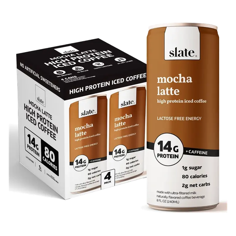 Slate Milk Mocha Latte High Protein Iced Coffee, 4pk/8 fl oz Cans