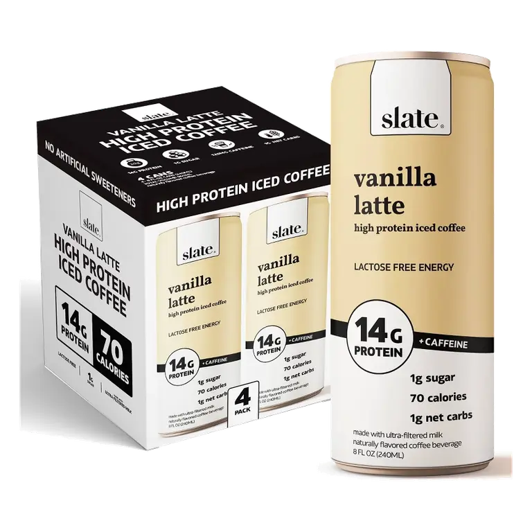 Slate Milk Vanilla Latte High Protein Iced Coffee, 4pk/8 fl oz Cans
