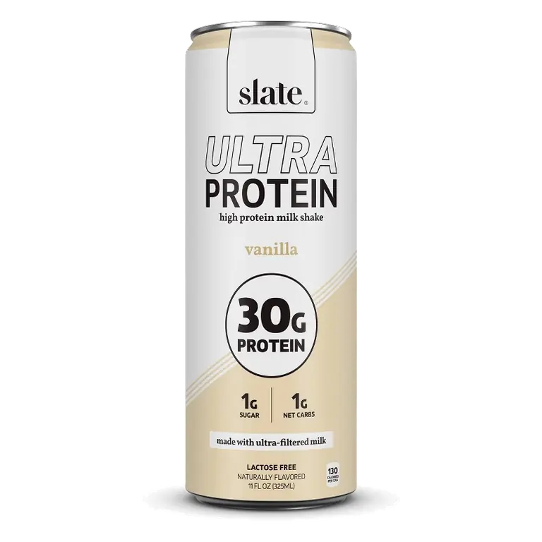 Slate Milk Vanilla Ultra 30g Protein Shake, 11 fl oz: High Protein, Non-Caffeinated