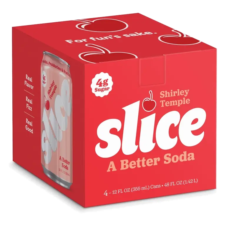 Slice Shirley Temple Healthy Soda, 12 fl oz Cans/4pk