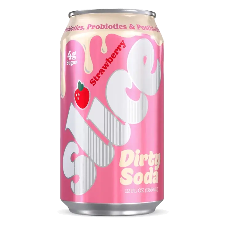 Slice Strawberry Dirty Soda, 12 fl oz: Non-Caffeinated, Cream Flavor