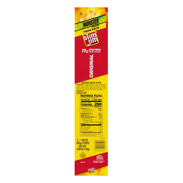 Original Protein Smoked Monster Size Meat Sticks - 2 ct