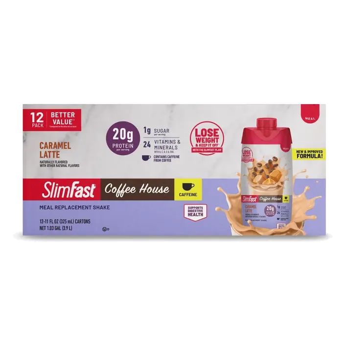 SlimFast Caramel Latte High Protein Tetra Protein Shake, 12pk/11 fl oz