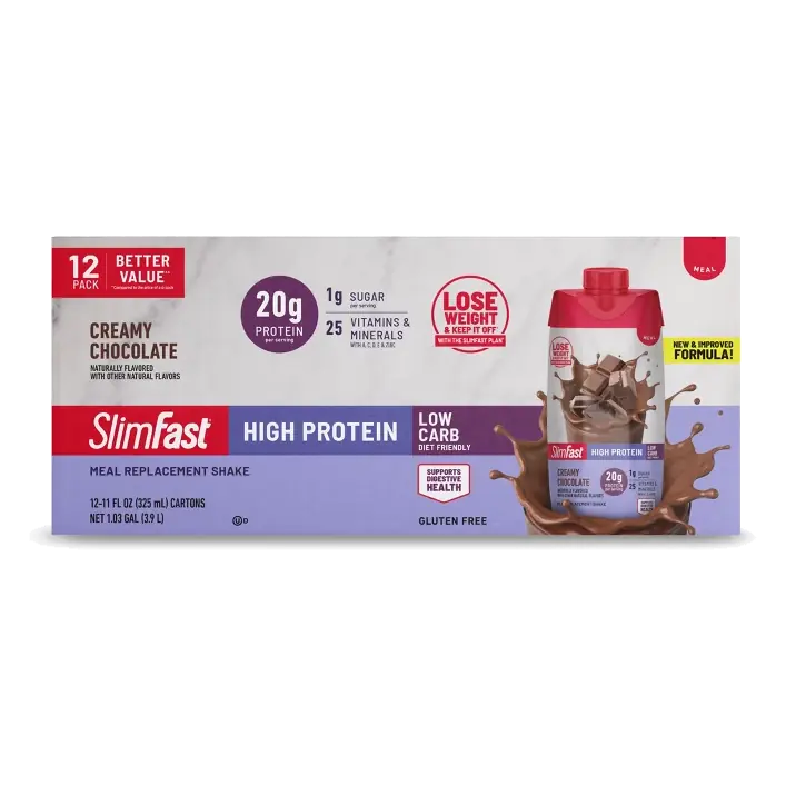SlimFast Creamy Chocolate High Protein Tetra Protein Shake, 12pk/11 fl oz
