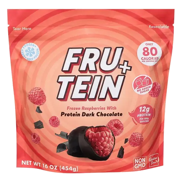 Fru+Tein Frozen Raspberries with Protein Dark Chocolate