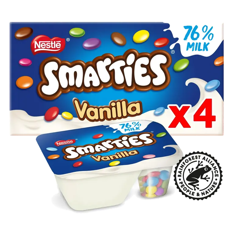 Vanilla Flavour Yogurt with Mini Smarties 4x107g