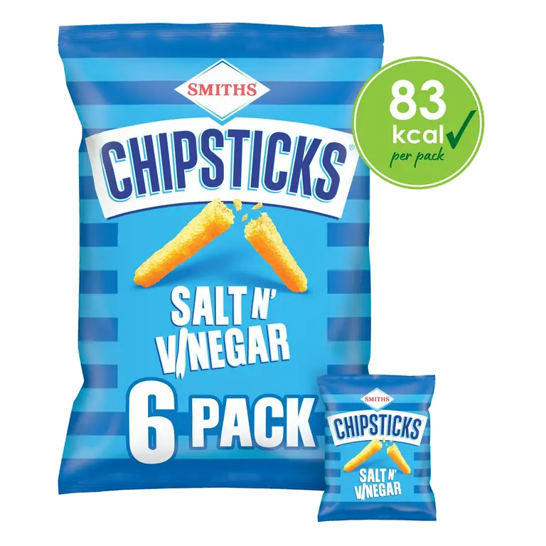 Chipsticks Salt & Vinegar Multipack Snacks Crisps 6x17g