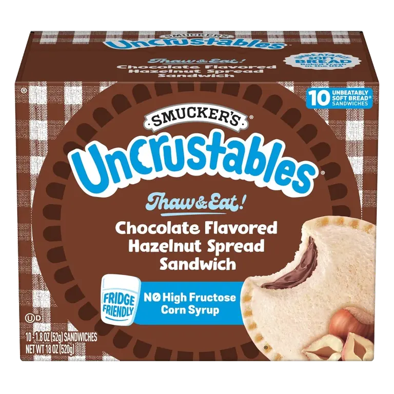 Smucker's Uncrustables Chocolate Flavored Hazelnut Spread Sandwich, 18oz/10ct