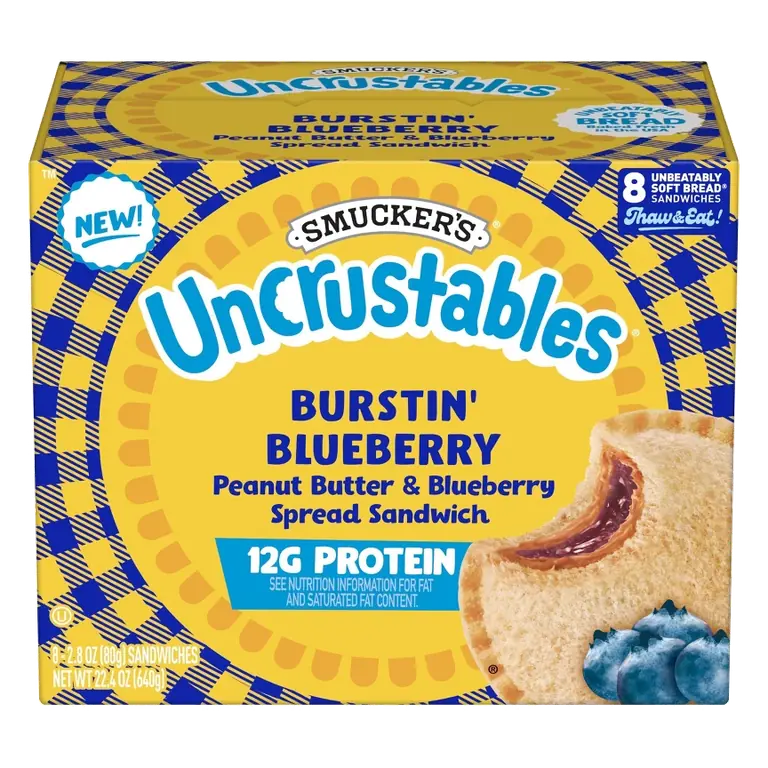 Smucker's Uncrustables Frozen Peanut Butter & Blueberry Sandwich, 22.4oz/8ct
