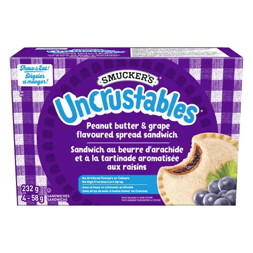 Uncrustables Peanut Butter & Grape Flavoured Spread Sandwich 4 x 58 g