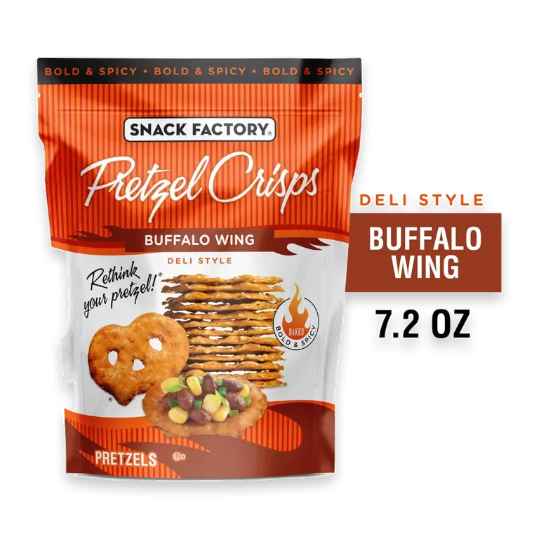 Buffalo Wing Pretzel Crisps 7.2 OZ Resealable Bag