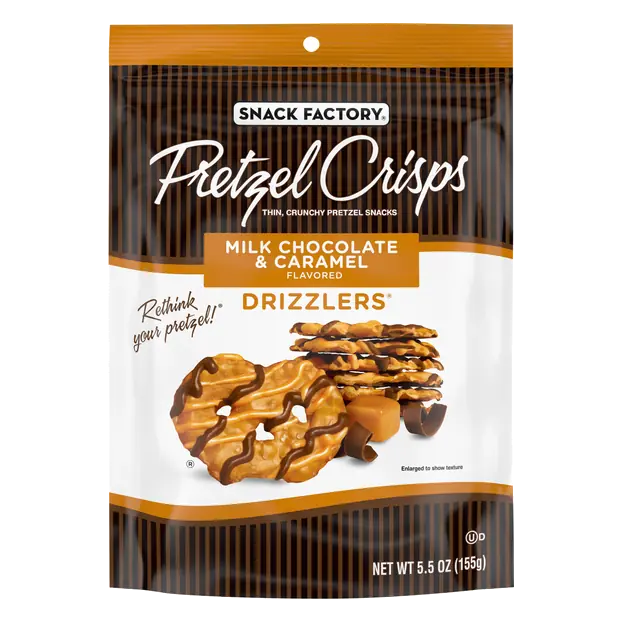 Drizzlers Milk Chocolate & Caramel Flavored Pretzel Crisps