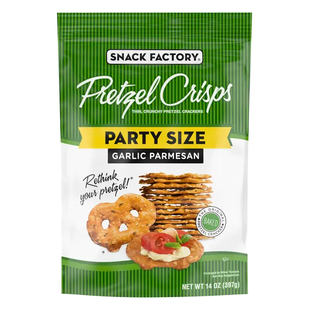 Garlic Parmesan Flavored Pretzel Crisps Party Size