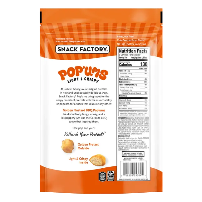 Pop'ums Golden Mustard BBQ Pretzel Snacks