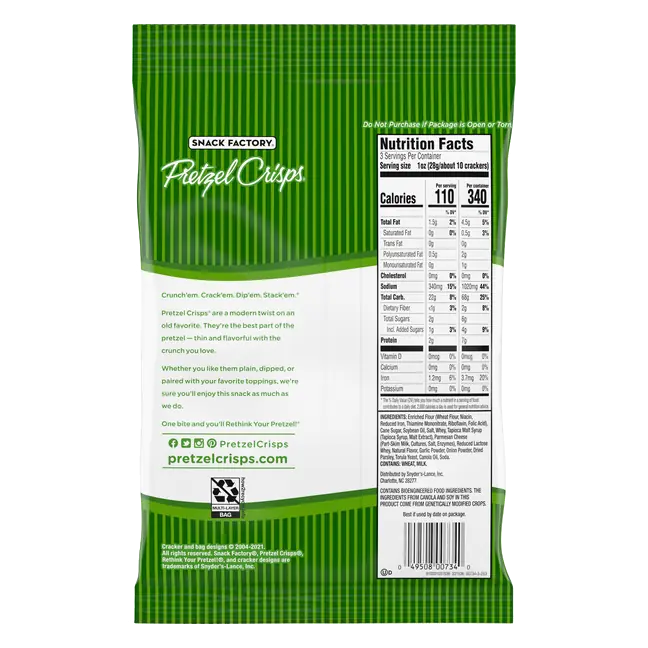 Pretzel Crisps, Garlic Parmesan, On-the-Go Bag
