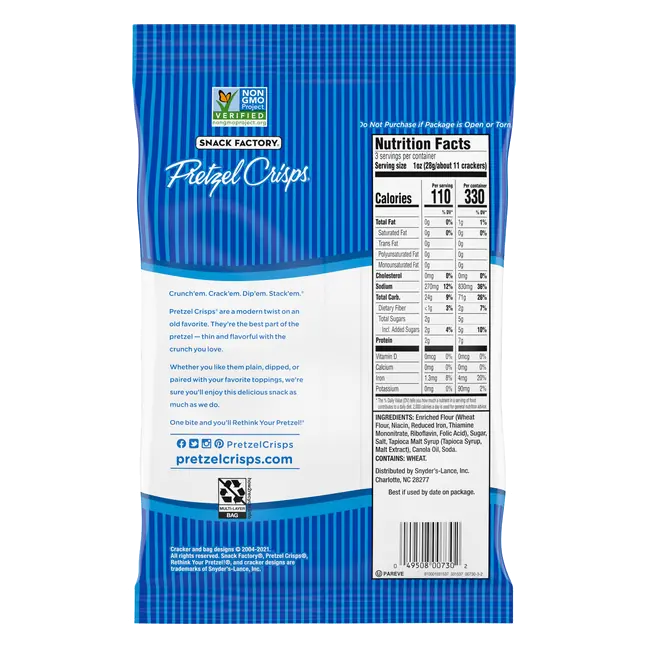 Pretzel Crisps, Original, On-the-Go Bag