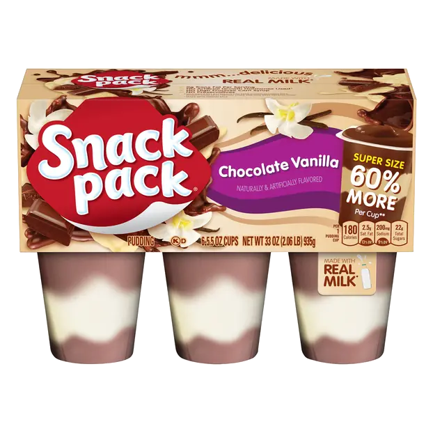 Chocolate Vanilla Pudding Cups Super Size - 6 ct