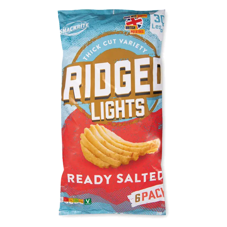 Ready Salted Ridged Lights Crisps 6 Pack