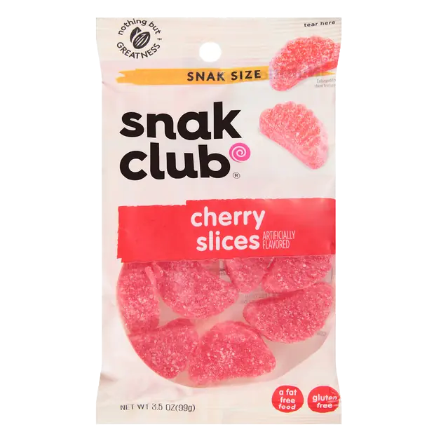 Snak Club Cherry Slices Candy Snak Size 3.5 oz