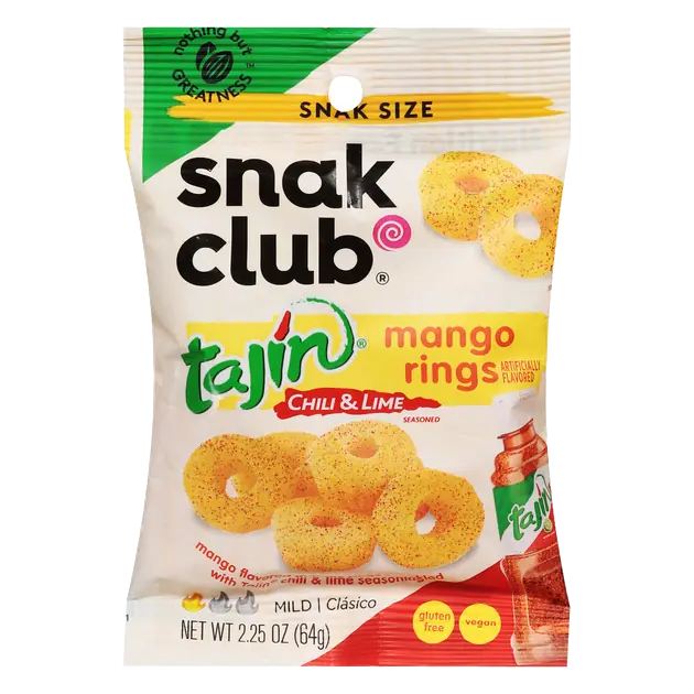 Snak Club Mild Tajin Chile Lime Seasoned Mango Rings 2.25 oz