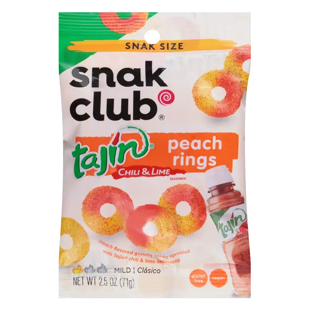 Snak Club Mild Tajin Chile Lime Seasoned Peach Rings 2.5 oz