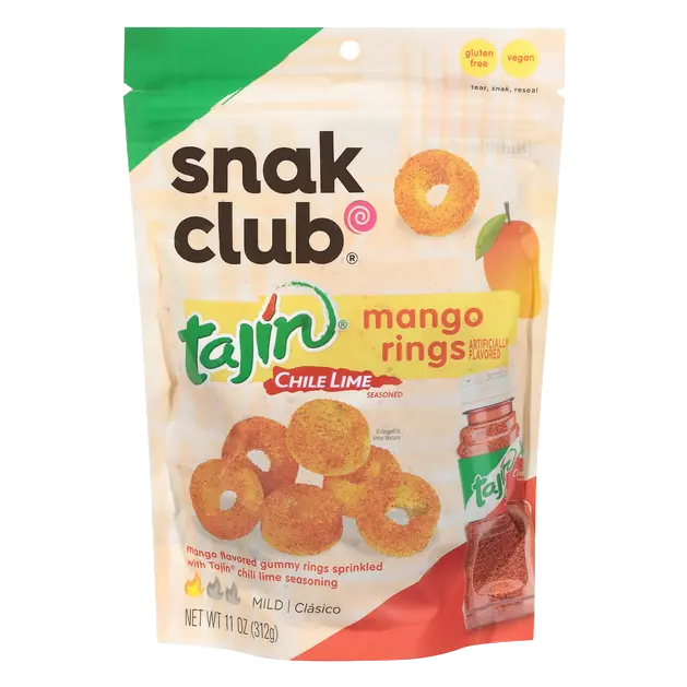 Snack Club Mild Tajin Chili & Lime Seasoned Mango Rings Family Size 11 oz