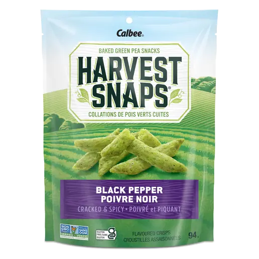 Harvest Snaps Baked Green Pea Snack Crisps Black Pepper 94 g