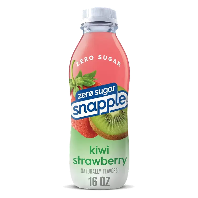 Snapple Zero Sugar Kiwi Strawberry, 16 fl oz Bottle: Gluten-Free, Non-Caffeinated