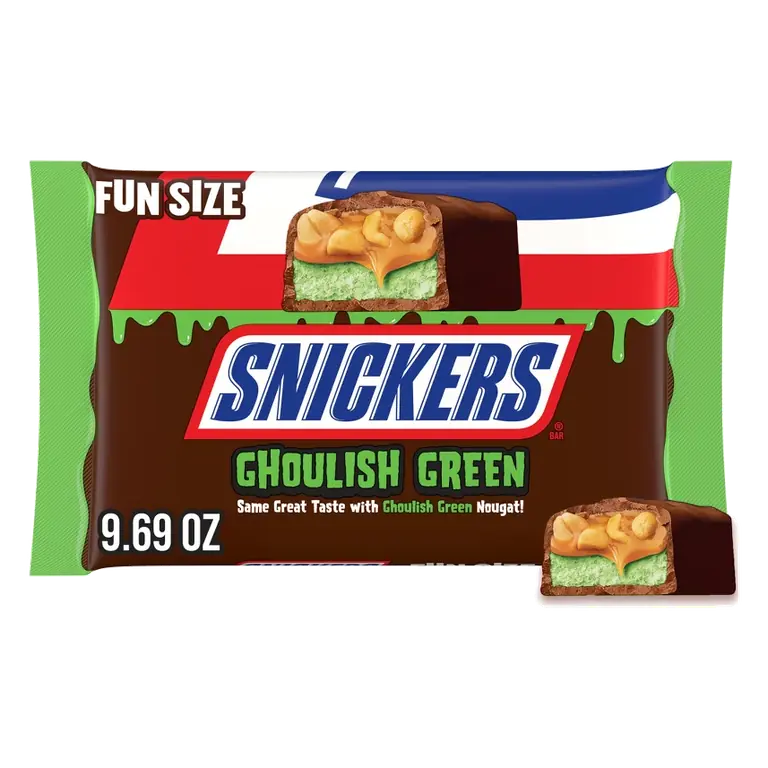 Snickers Ghoulish Green Candy Bars Halloween Chocolate, 9.69oz