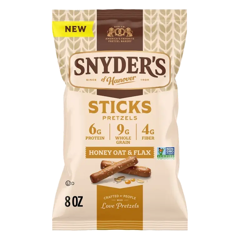 Snyder's of Hanover Multigrain Honey Oat & Flax Pretzel Sticks, 8oz
