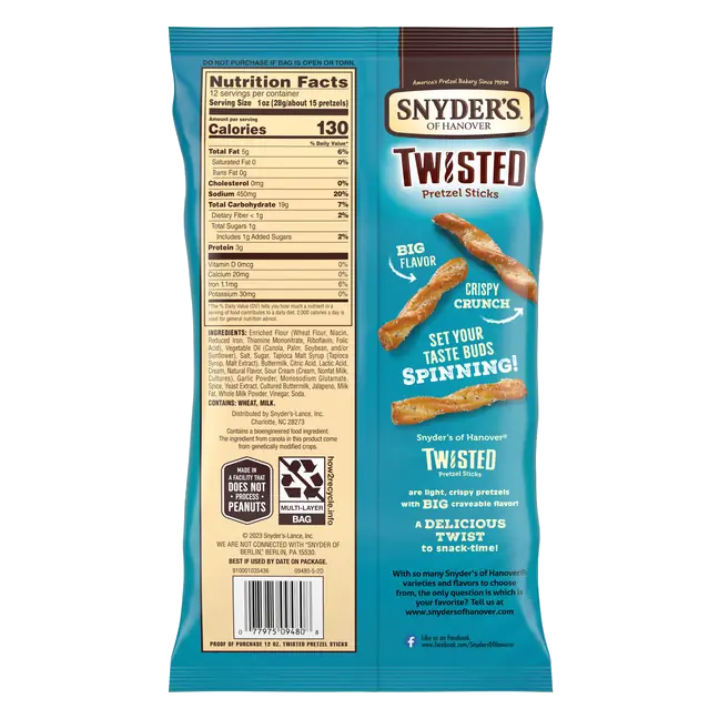 Jalapeno Ranch Twisted Pretzel Sticks