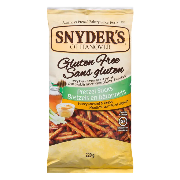 Gluten-Free Pretzel Sticks Honey Mustard & Onion 220 g