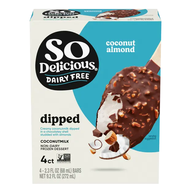 Dairy Free Dipped Coconut Almond Fudge Dessert Bars - 4 ct