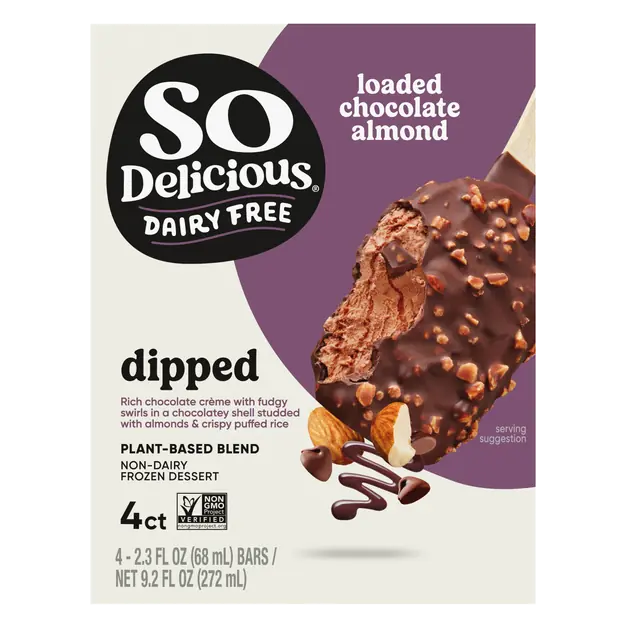 Dairy Free Dipped Loaded Chocolate Almond Dessert Bars - 4 ct
