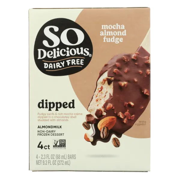 Dipped Mocha Fudge Almondmilk Non-Dairy Frozen Dessert Bars, Mocha; Almond
