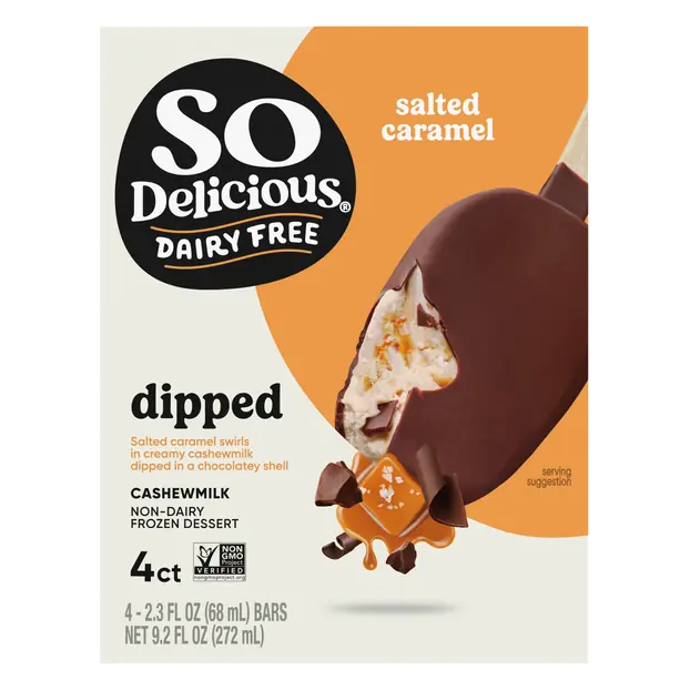 Dairy Free Dipped Salted Caramel Cashewmilk Dessert Bars 4 ct