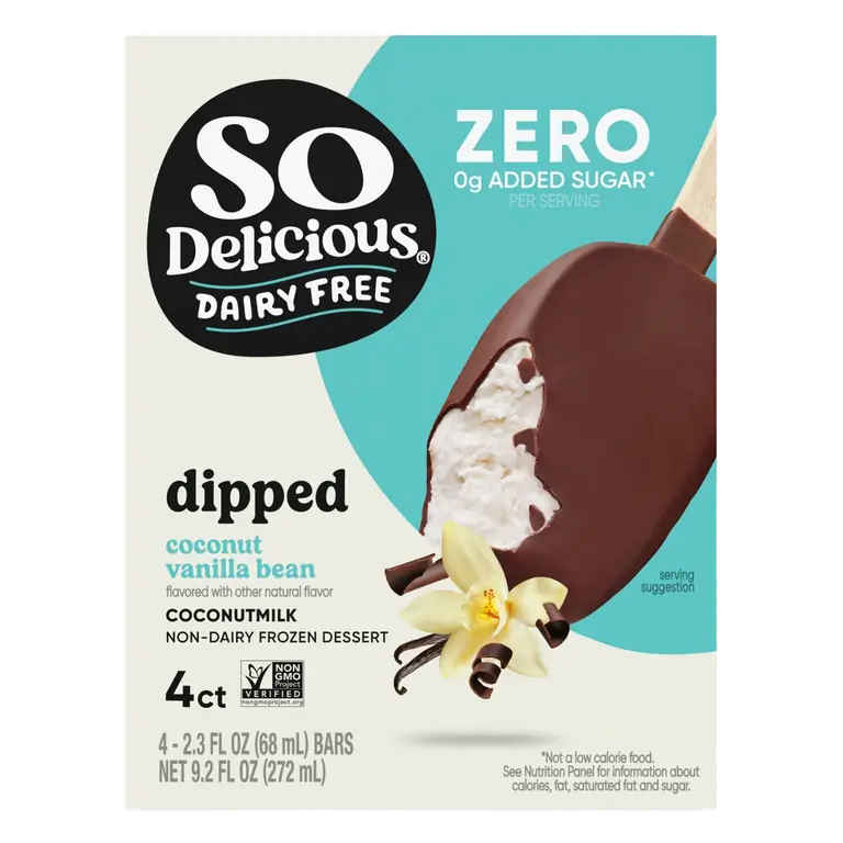 Vanilla Bean Coconut Milk Dipped Non-Dairy Frozen Dessert Bars